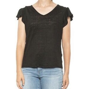 Rachel Zoe Flutter Sleeve 100% Linen Shirt